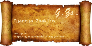 Gyertya Zsaklin névjegykártya